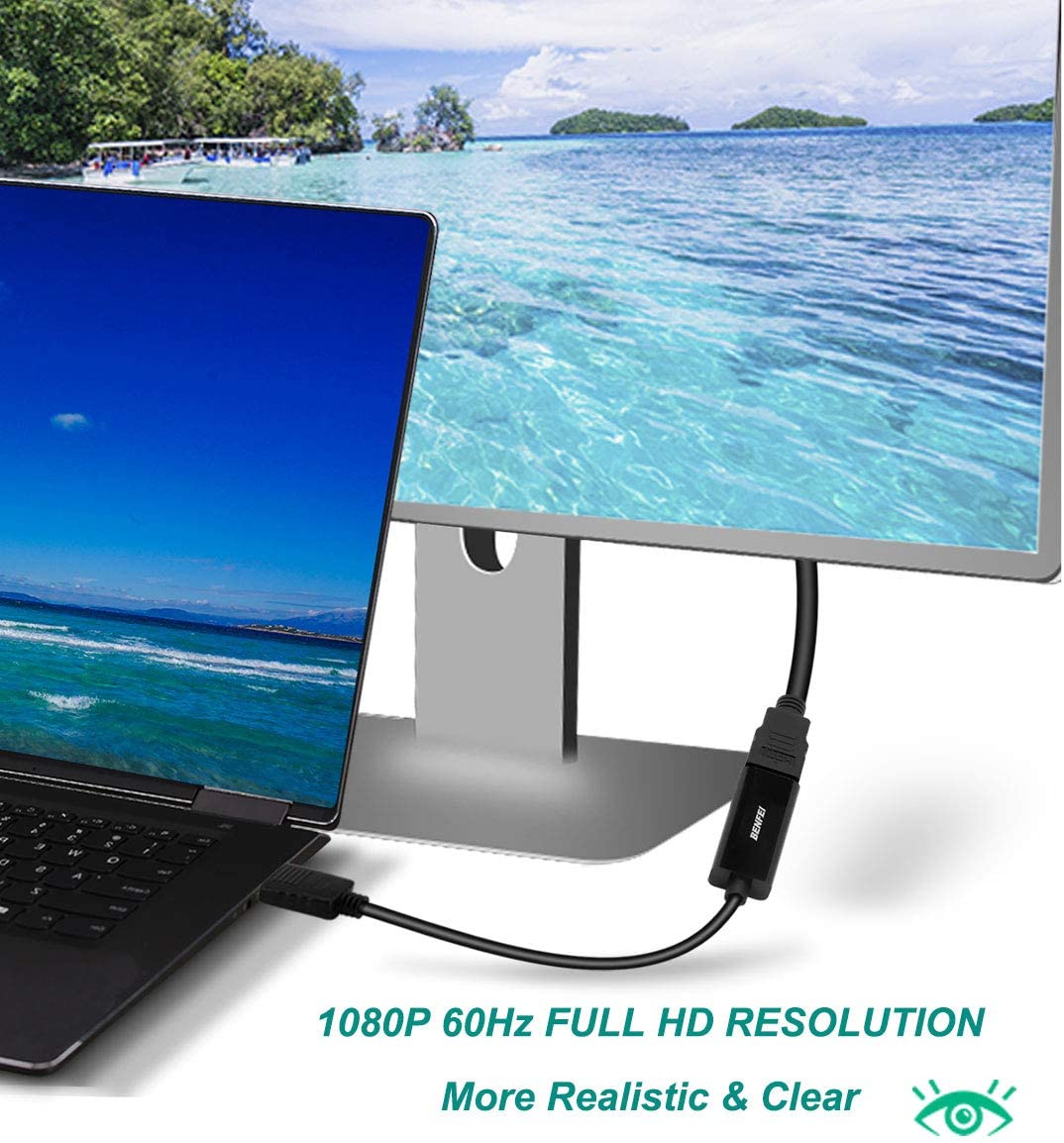 DisplayPort to HDMI, Benfei Gold-Plated DP Display Port to HDMI Adapter (Male to Female) Compatible for Lenovo Dell HP and Other Brand DisplayPort to HDMI, Benfei Gold-Plated DP Display Port to HDMI Adapter (Male to Female) Compatible for Lenovo Dell HP and Other Brand